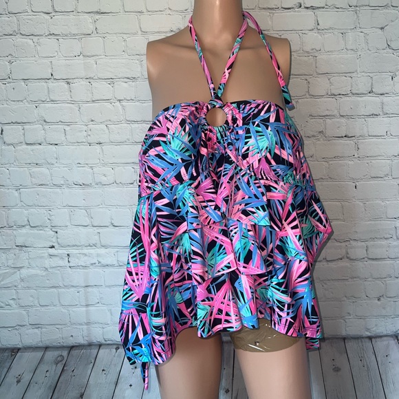 Collections by Catalina Other - collections by catalina pink & blue tropical swimsuit top size M